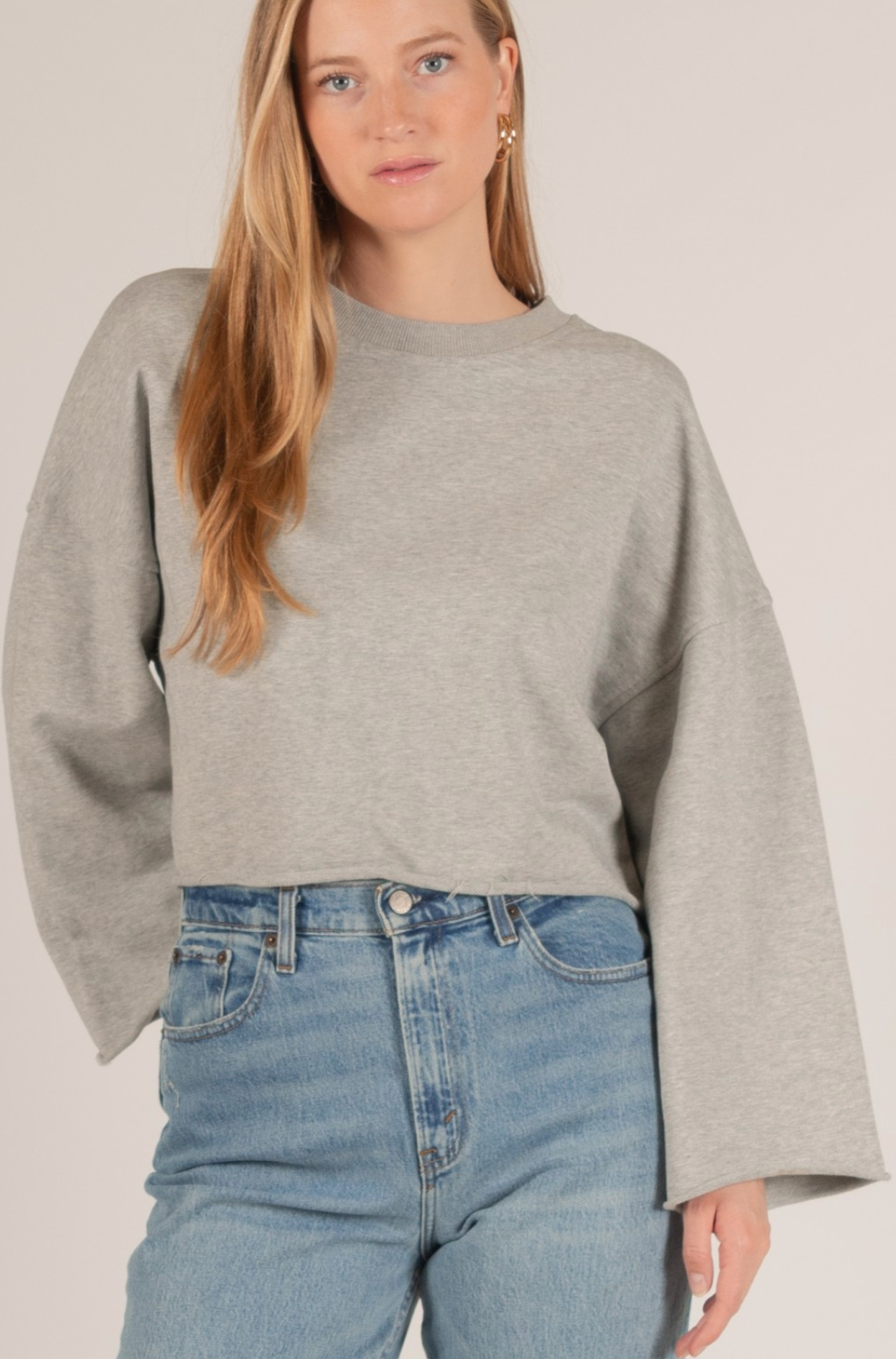 Grey Belle Sleeve Sweatshirt
