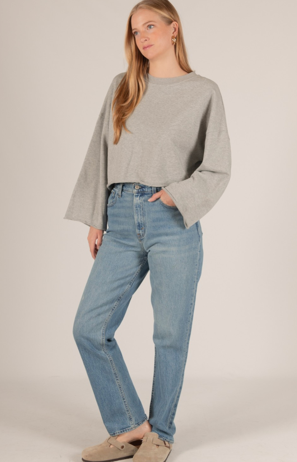 Grey Belle Sleeve Sweatshirt