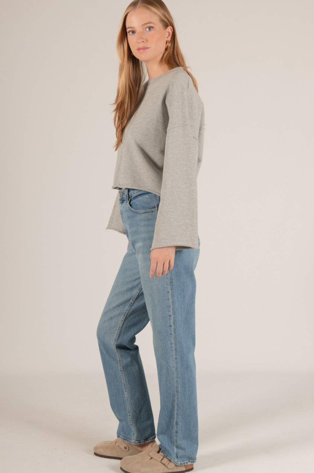 Grey Belle Sleeve Sweatshirt