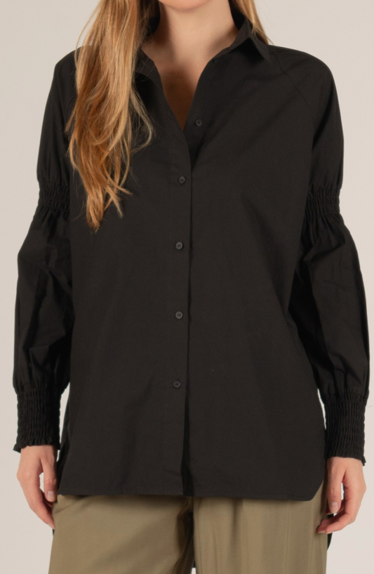 Black Fun Sleeved Top