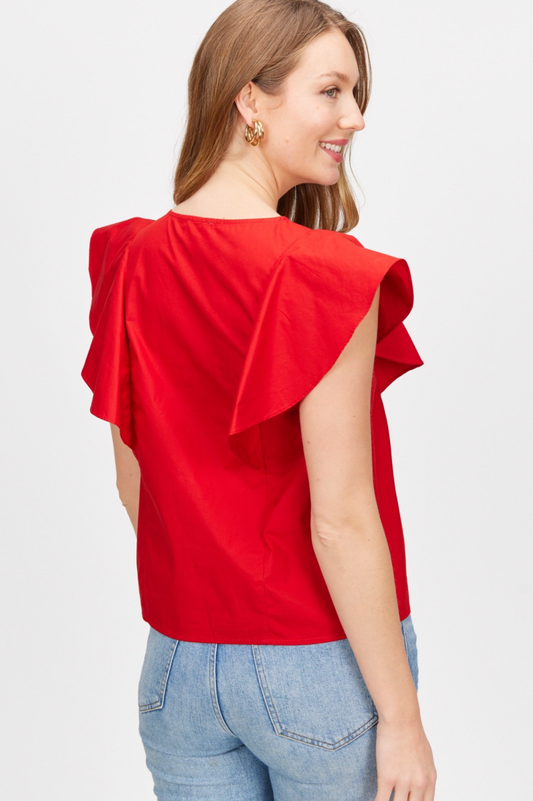Poplin Red Top