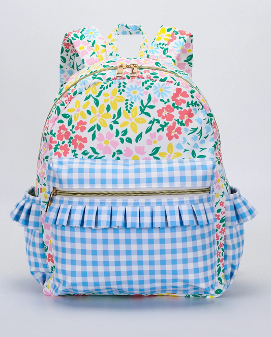 Yellow Floral Ruffle Backpack