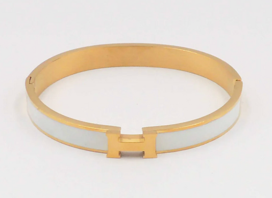 Gold and White H Bracelet