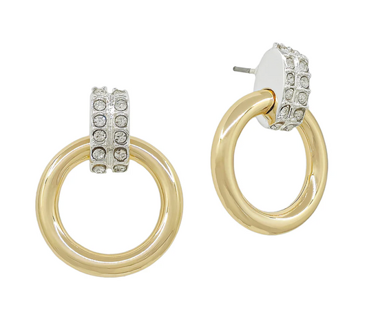 Silver & Gold Pave Circle Earring