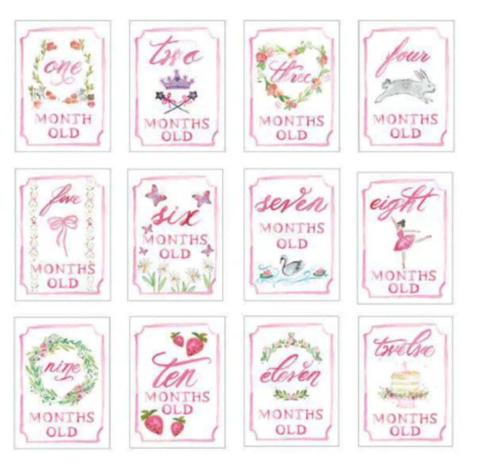 Monthly Milestone Card Set-Pink