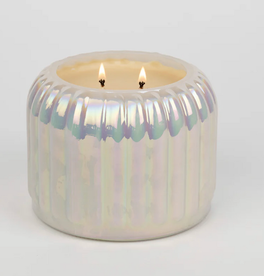 Ribbed Iridescent Candle