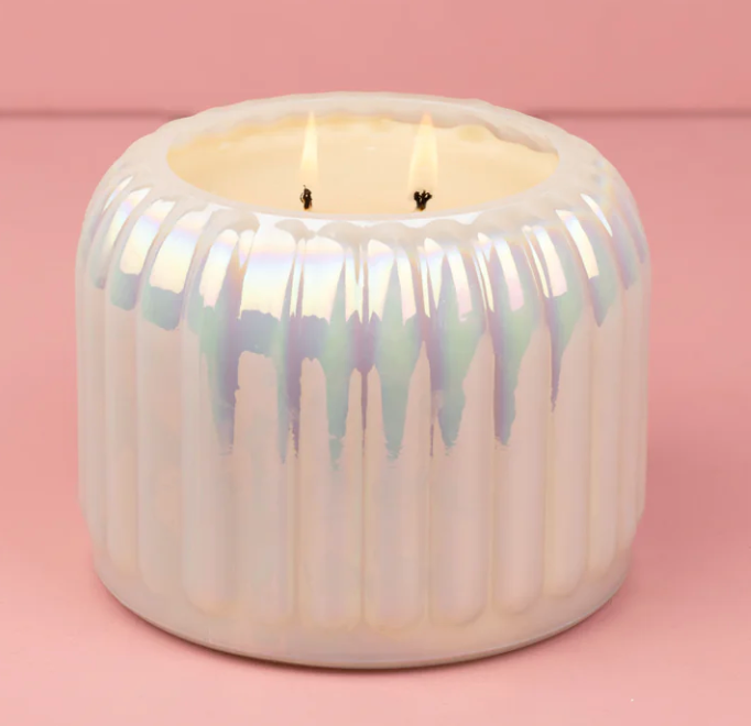 Ribbed Iridescent Candle