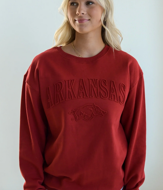 Arkansas Hog Embossed Sweatshirt