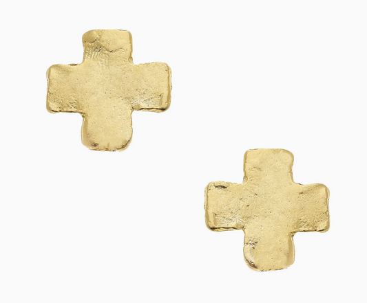 Mini Gold Square Cross Studs