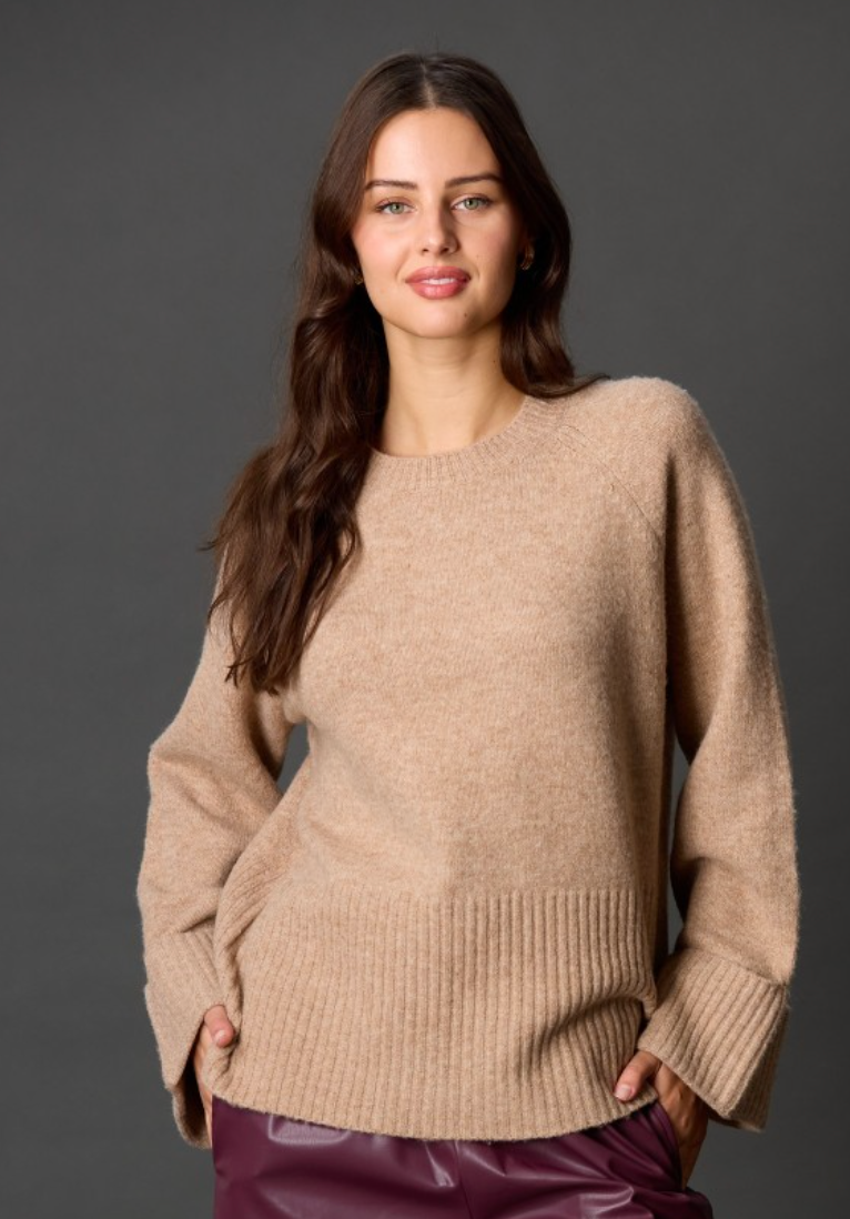 Round Neck Wide Sleeve With Folded Cuff Sweater