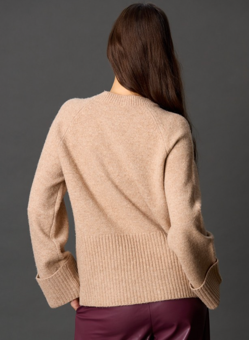Round Neck Wide Sleeve With Folded Cuff Sweater