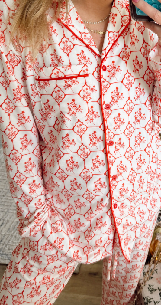 Red Toile Pajama Set