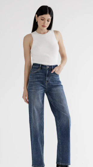 Super High Straight Leg-Mets Blue