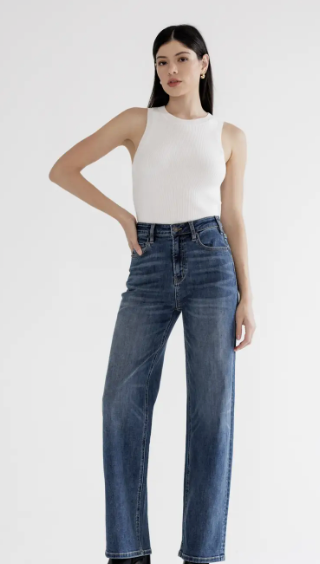 Super High Straight Leg-Mets Blue