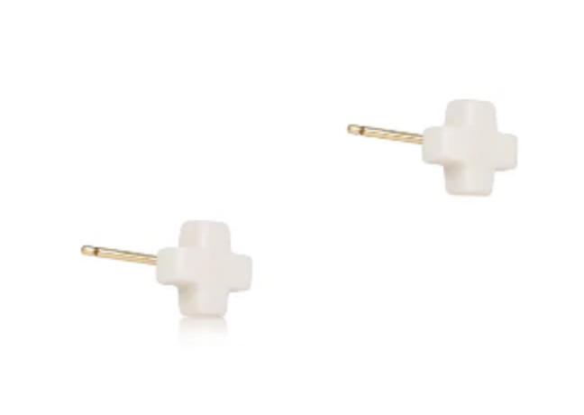 Signature Cross Small Stud - Off White
