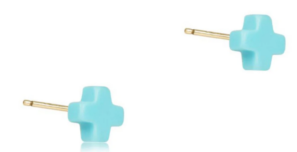 Signature Cross Small Stud - Turquoise