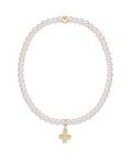 Classic Pearl 3mm Bead bracelet - signature cross gold charm