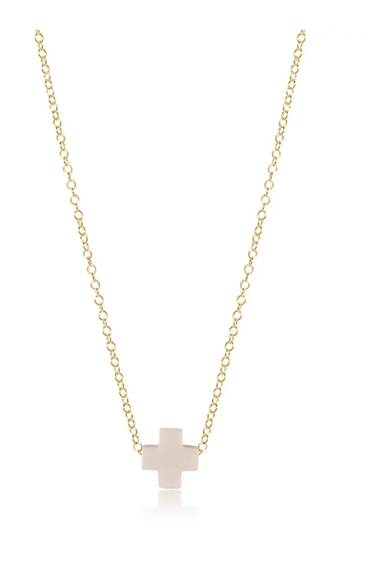 16" Necklace Gold - Signature Cross-Off White