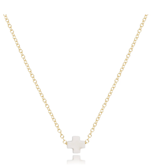 16" Necklace Gold - Signature Cross Small-Off White