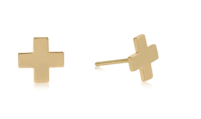 Signature Cross Stud Earring - Gold