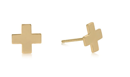 Signature Cross Stud Earring - Gold
