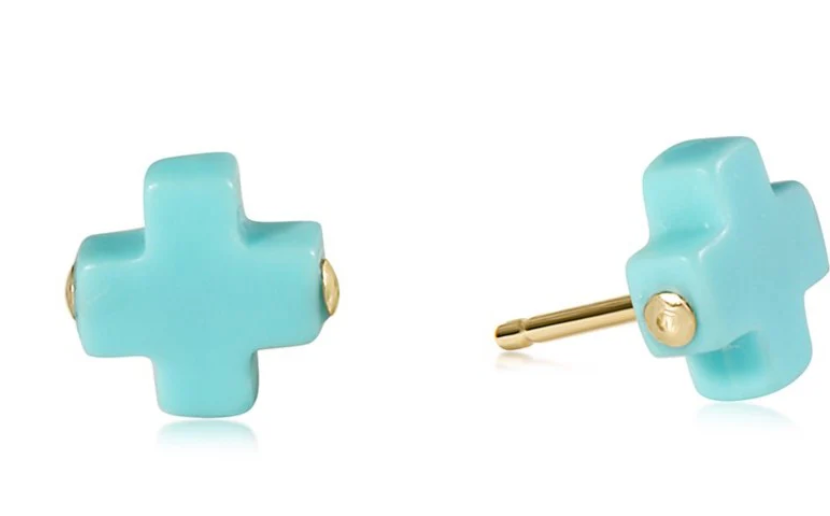 Signature Cross Stud - Turquoise
