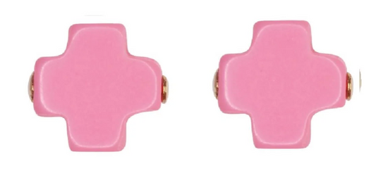 Signature Cross Stud - Bright Pink