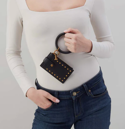 Black w/ gromets Ring Credit Card Wristlet