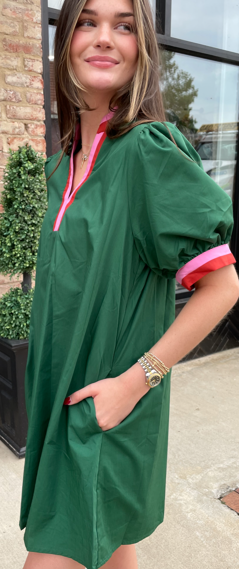 Hunter Green Charla Dress