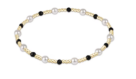 Pearl Sincerity Pattern 4mm Bead Bracelet - Faceted Onyx