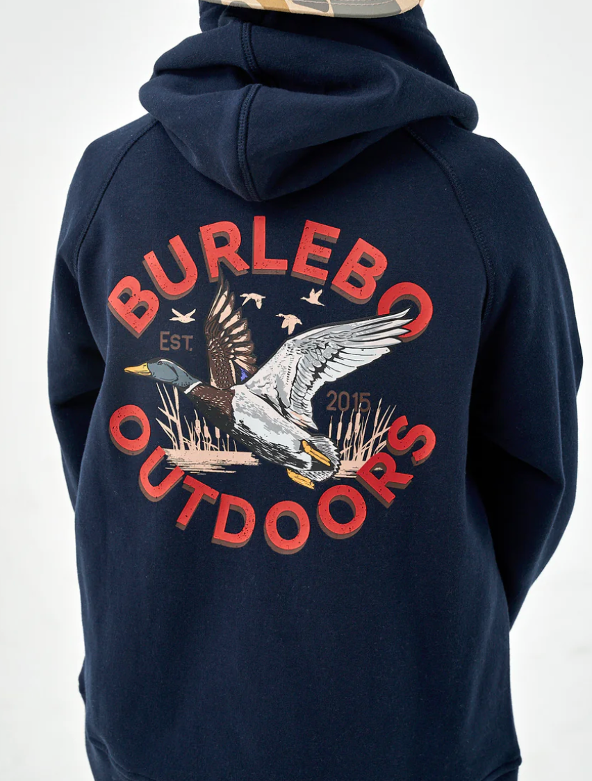 Fleece Hoodie - Old School Duck Hunt - Navy-Youth