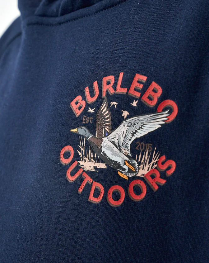 Fleece Hoodie - Old School Duck Hunt - Navy-Youth