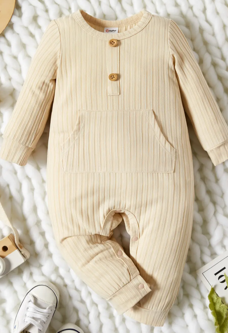 Ribbed Long Sleeve Jon Jon w/ Pocket