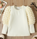 Ribbed Long Puff-Sleeve Top