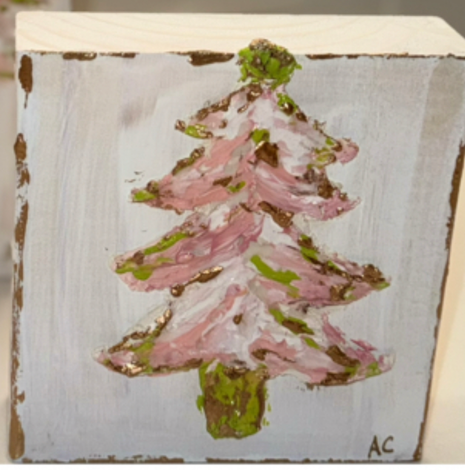 Pink/Gold Tree-Wood Block