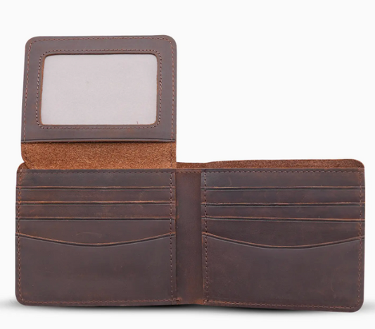 Leather Wallet with Flap Out Id Window