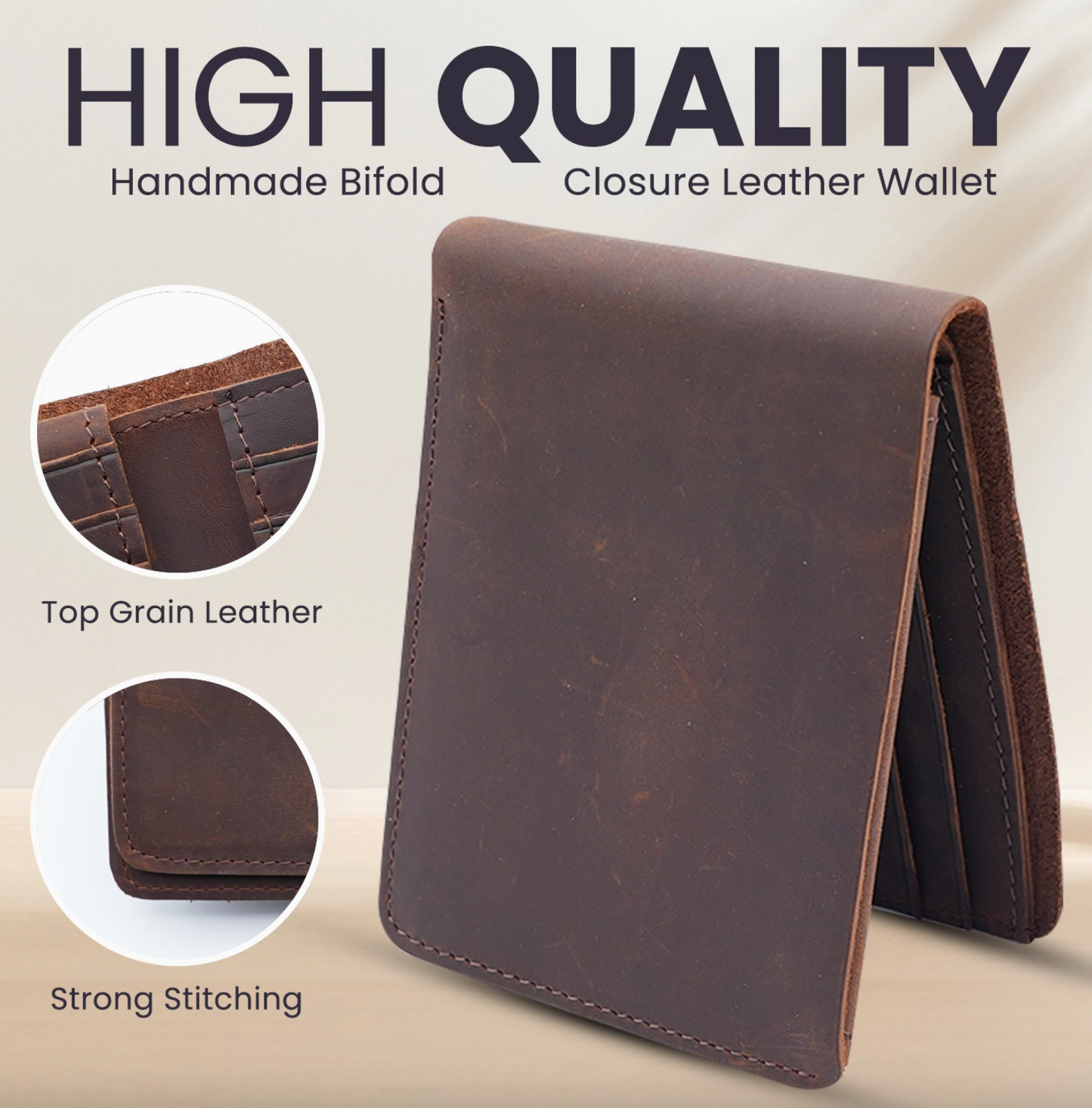 Leather Wallet with Flap Out Id Window