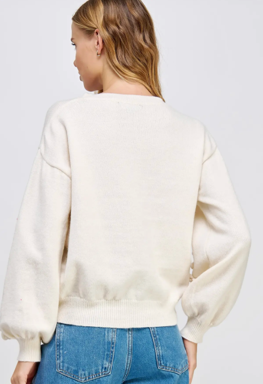 Flower Corsage Knitted Sweater