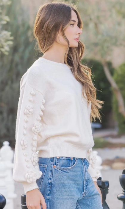 Flower Corsage Knitted Sweater