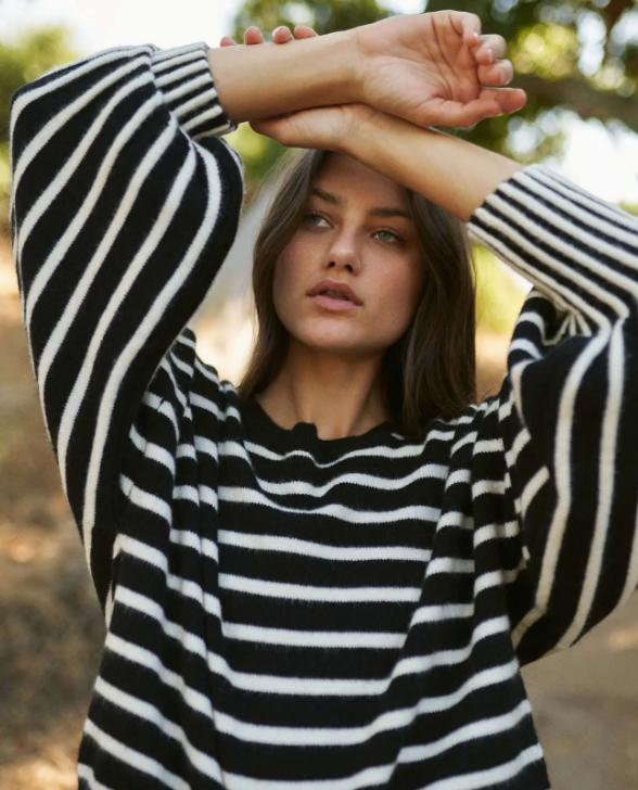 Stripe Puff Sleeve Sweater