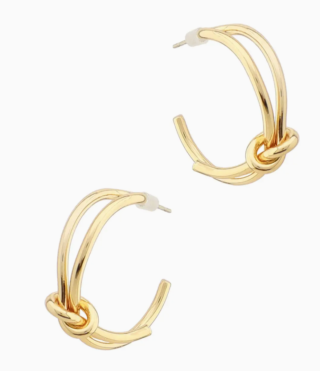 Gold Knotted 1" Hoop Earrings