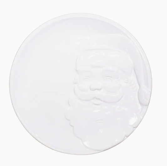 Santa Embossed Round Platter White 11.5"