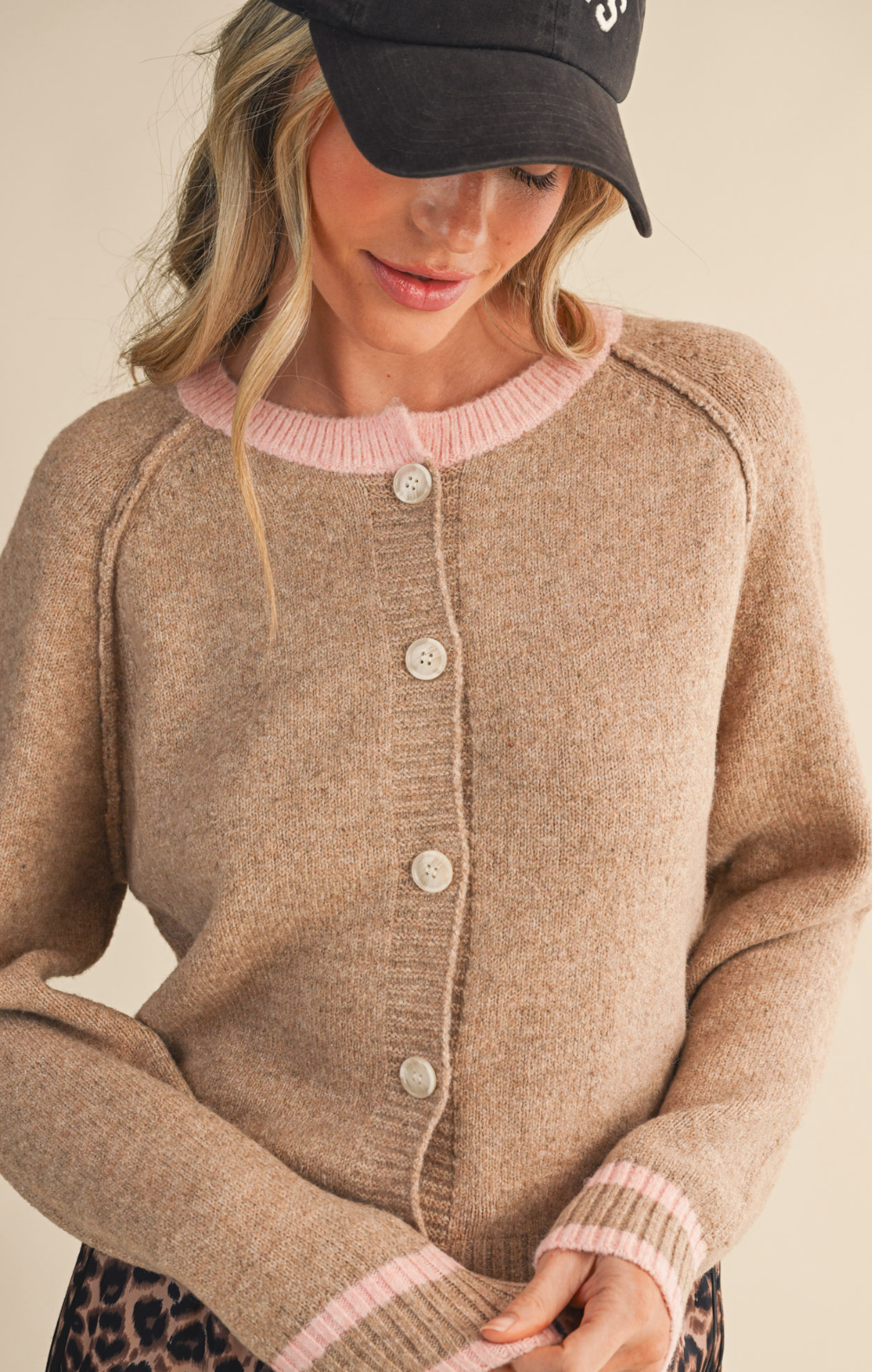 Two Tone Sweater Cardigan