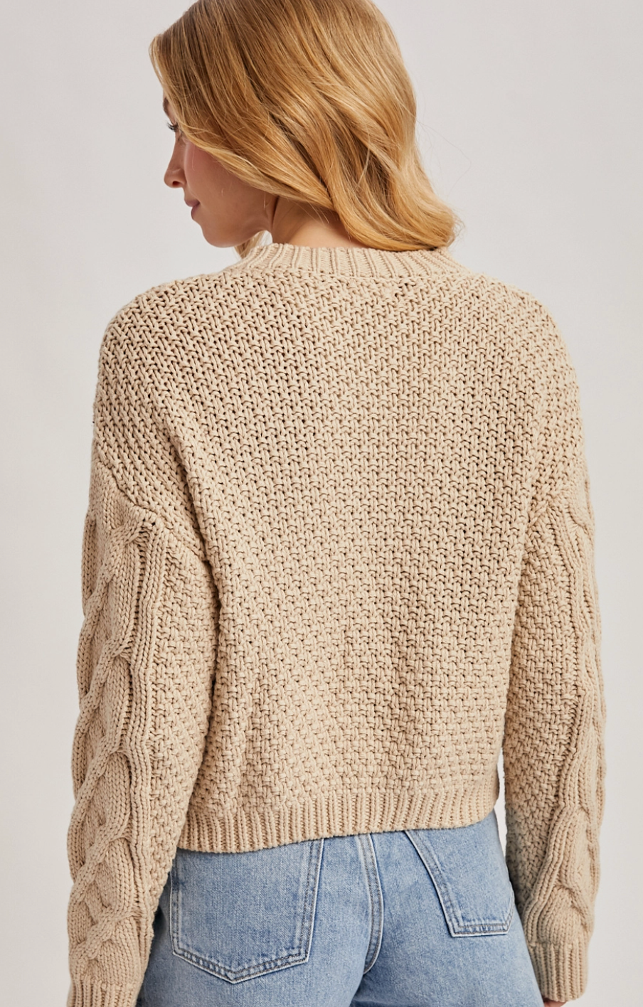 Button Front Cable Knit Sweater Cardigan