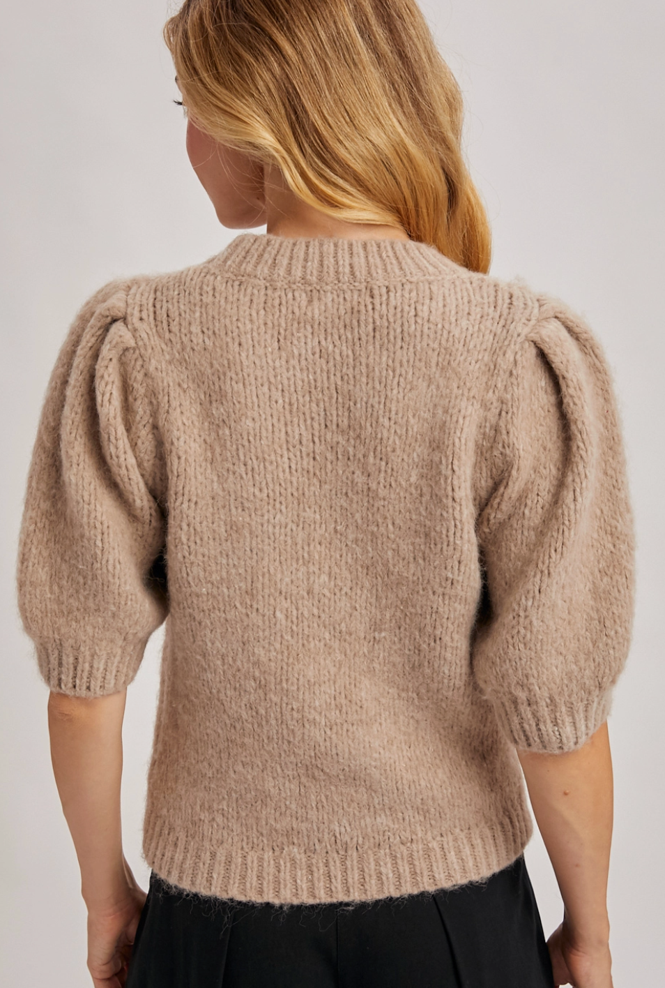 Puff Sleeved Knit Sweater