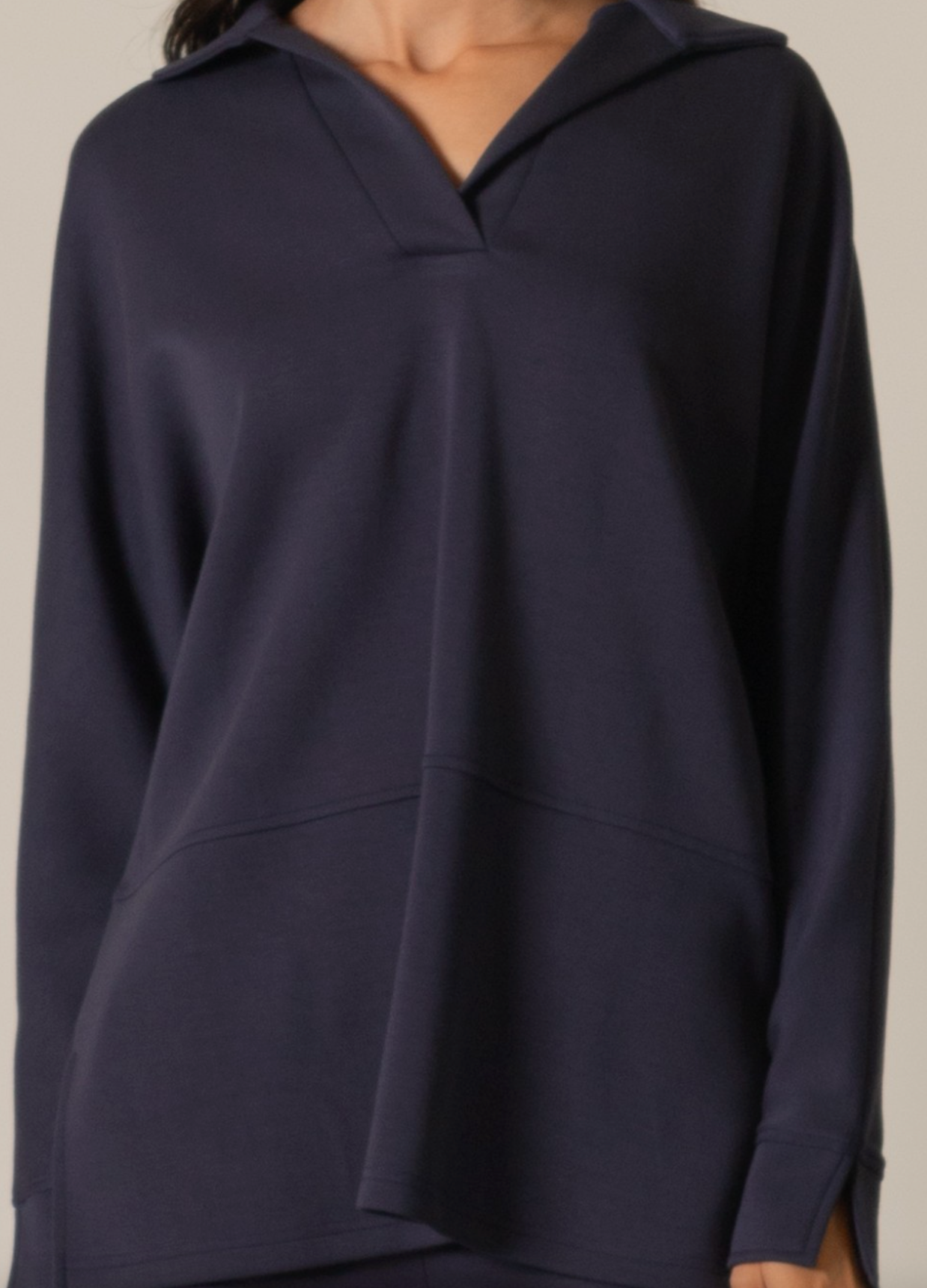 Scuba Butter Modal Collared Long Sleeve Top