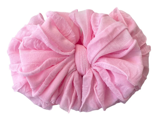 Ruffled Headband Bow - Bubblegum Pink