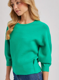 Puffed 3/4 Sleeved Knit Sweater Top