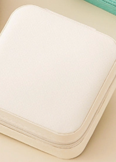 Mini Leather Travel Jewelry Case-White