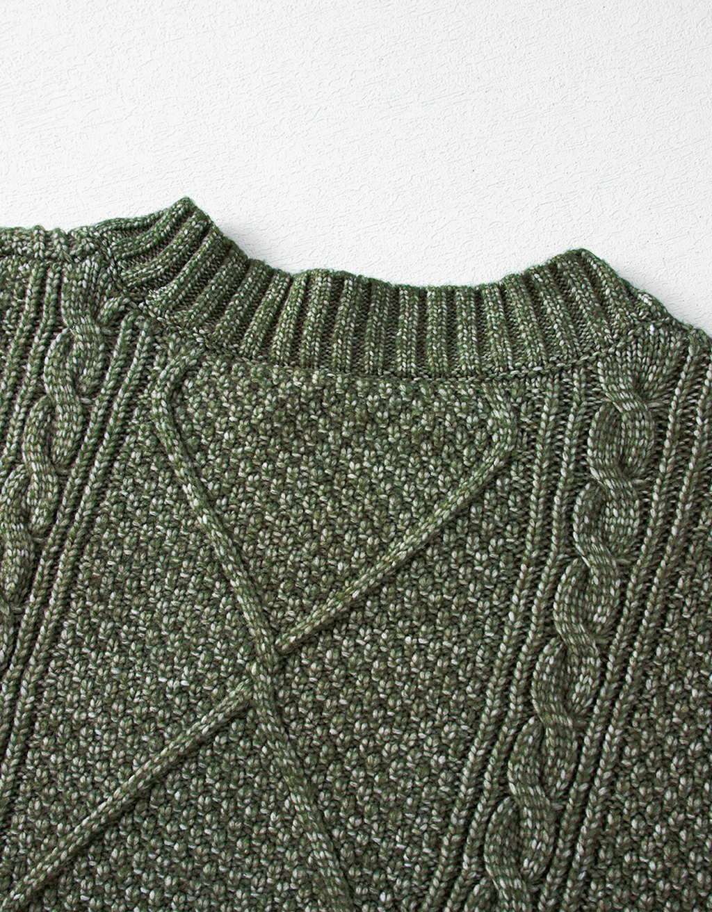 Mist Green Cable Knit Drop Shoulder Loose Fit Sweater Dress